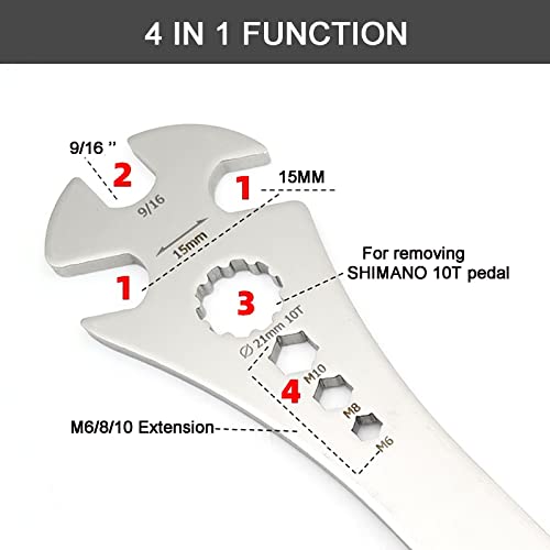 Jaswill Bike Pedal Wrench, Bicycle Pedal Removal Tool with Extra Long Handle for Efficient Repair of Road and Mountain Bikes - Image 3