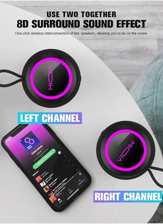 MIQIA 16W IP67 Waterproof Bluetooth Speaker Black with LED Light  - Image 2