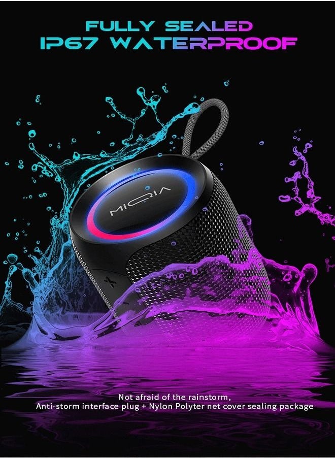 MIQIA 16W IP67 Waterproof Bluetooth Speaker Black with LED Light  - Image 3