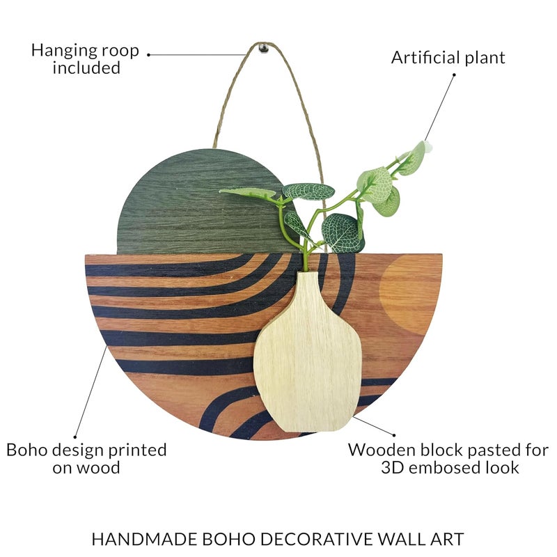 Art Street Art Street Elegance Boho Art Wall hanging MDF With Artificial Plant for Home Office Decor Living Room Decoration Size 9x47 Inch - Image 4