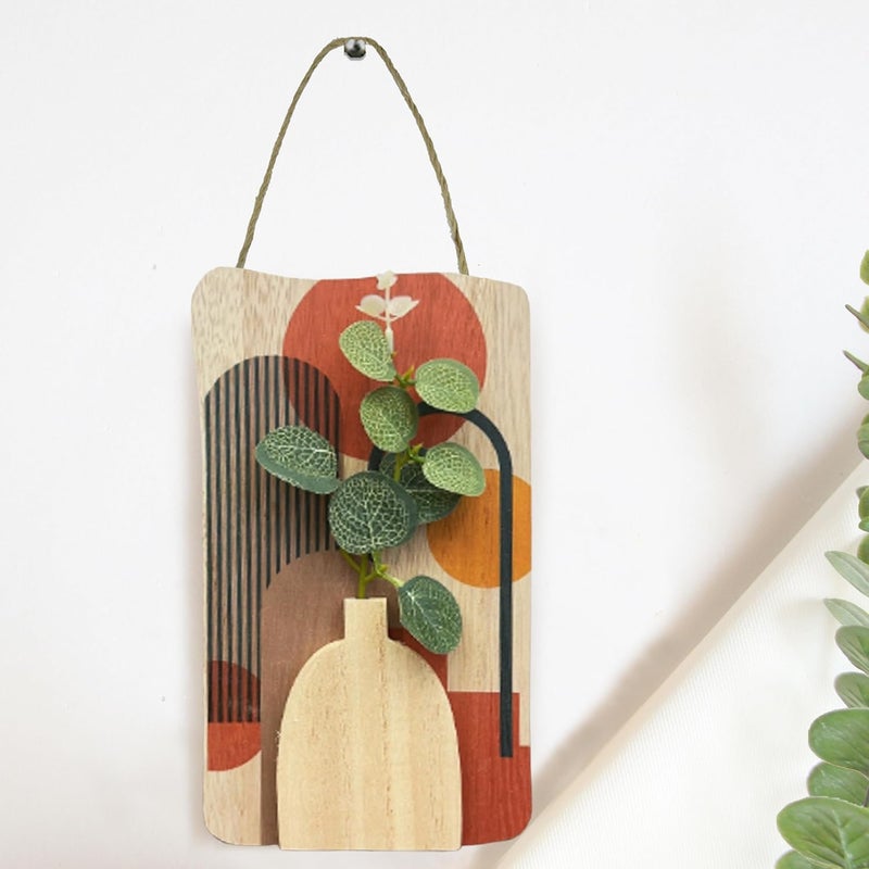 Art Street Art Street Elegance Boho Art Wall hanging MDF With Artificial Plant for Home Office Decor Living Room Decoration Size 9x47 Inch - Image 1