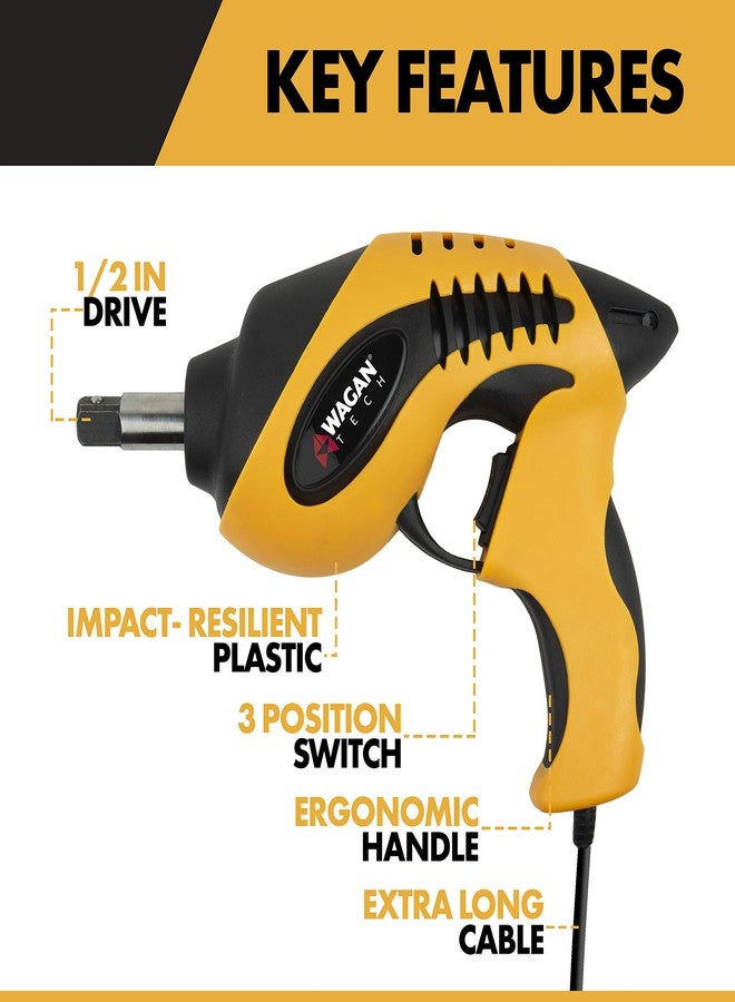 Wagan EL2288 12V Roadside Impact Wrench, 1/2 inch Drive, 258 ft-lbs Torque Power, Tire Repair Tools with Sockets and Carry Case - Image 3