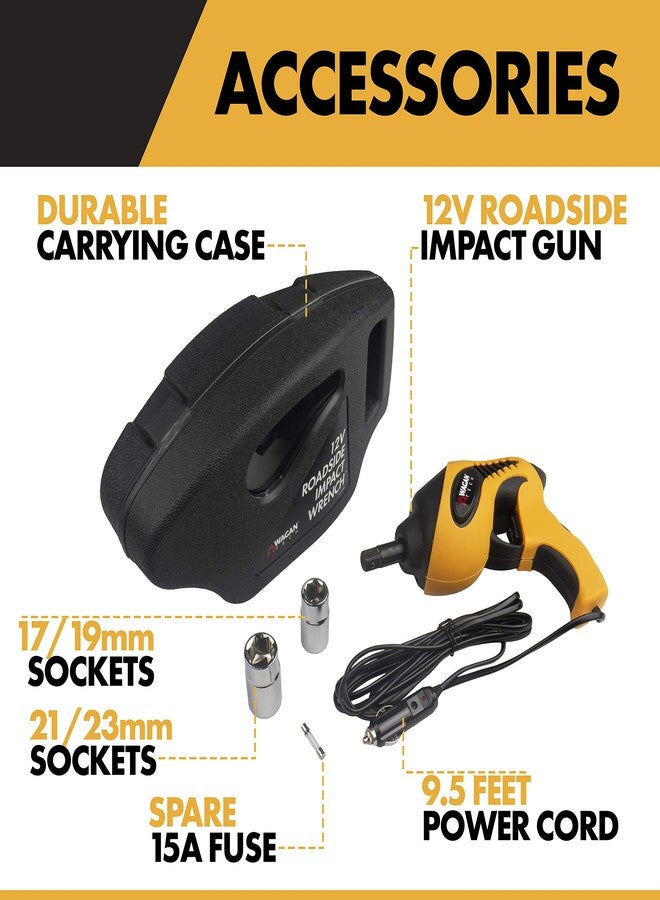 Wagan EL2288 12V Roadside Impact Wrench, 1/2 inch Drive, 258 ft-lbs Torque Power, Tire Repair Tools with Sockets and Carry Case - Image 4