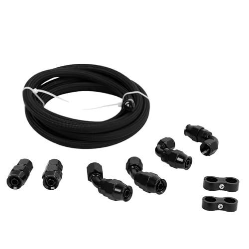 LokoCar 6AN PTFE Fuel Line Kit AN6 E85 Fuel Hose Line 10FT Black - Image 1