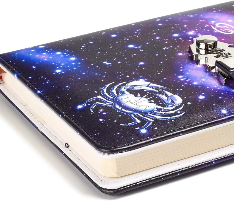 ARRLSDB A5 Creative Password Lock Journal PU Leather Combination Lock Diary Locking Diary Notepad (Cancer) - Image 4