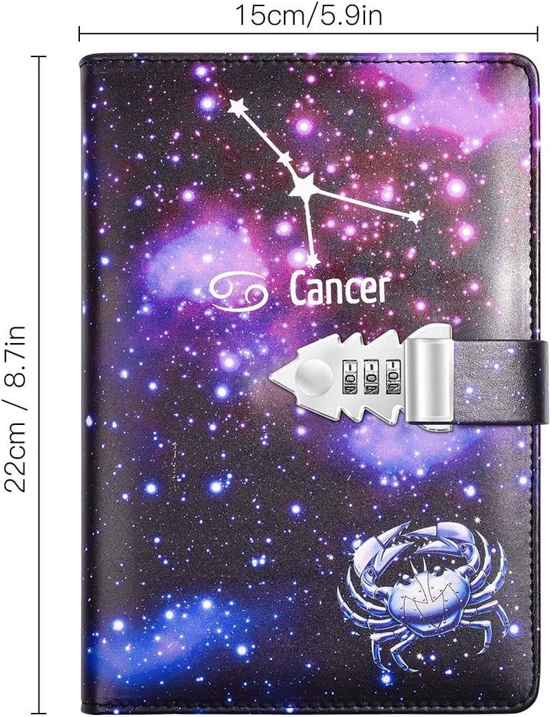 ARRLSDB A5 Creative Password Lock Journal PU Leather Combination Lock Diary Locking Diary Notepad (Cancer) - Image 2