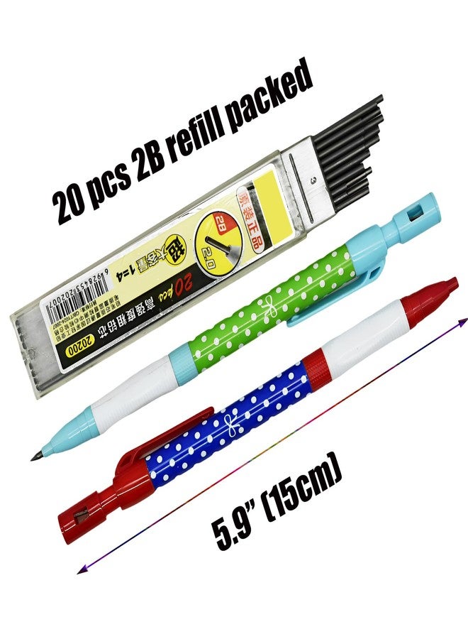 Lopenle 12 Pcs 2.0 mm Mechanical Pencils Thick 2B Pencils bowknot mechanical pencils 4 colors (quantity as random) With 20 pcs Refills And Sharpeners for Art Drawing Writing Sketching - Image 3