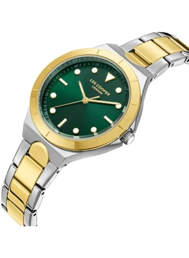 Lee Cooper LEE COOPER Women's 2035 Movement Watch, Analog Display and Metal Strap - LC07999.270, Green
