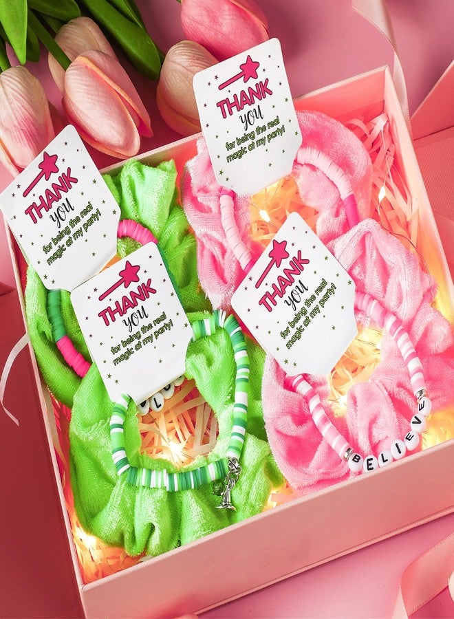 FineCheer 30 pcs Green and Pink Witch Party Gift for Girls Friendship Magic Bracelet and Scrunchie Bulk for Teen Themed Birthday Party Inspirational Thank You Gifts(Wicked Theme) - Image 4