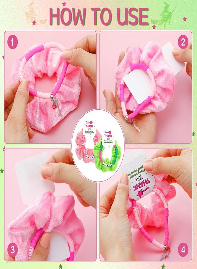 FineCheer 30 pcs Green and Pink Witch Party Gift for Girls Friendship Magic Bracelet and Scrunchie Bulk for Teen Themed Birthday Party Inspirational Thank You Gifts(Wicked Theme) - Image 3
