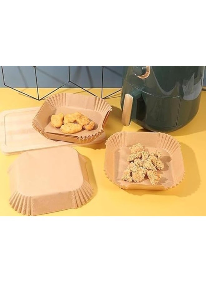 Square air fryer liners, 20cm x 4.5cm (XL), 100 pieces of disposable paper oven trays for 5-6 liter air fryers, waterproof, non-stick, and oil-resistant silicone, paper tray accessories - Image 3