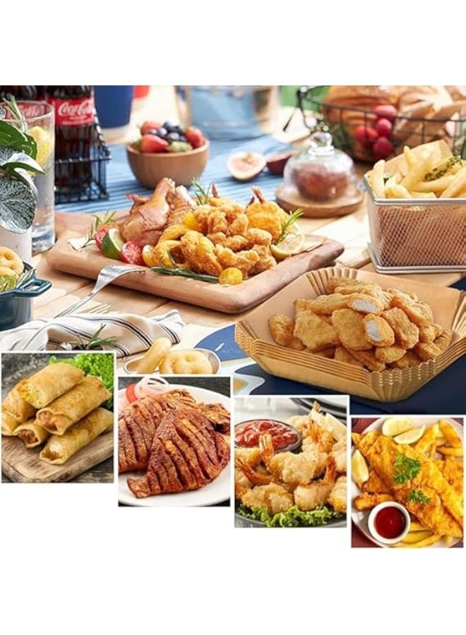Square air fryer liners, 20cm x 4.5cm (XL), 100 pieces of disposable paper oven trays for 5-6 liter air fryers, waterproof, non-stick, and oil-resistant silicone, paper tray accessories - Image 4