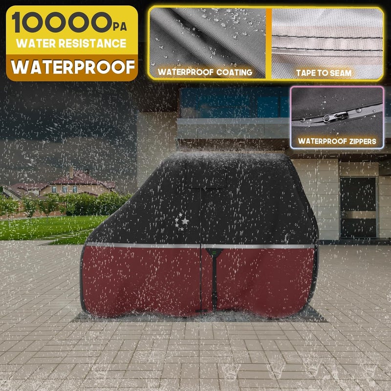 LI LIBZAKI 4 Passenger Golf Cart Cover - Waterproof, Windproof, Sunproof, All-Weather Full Cover in Red - Image 4