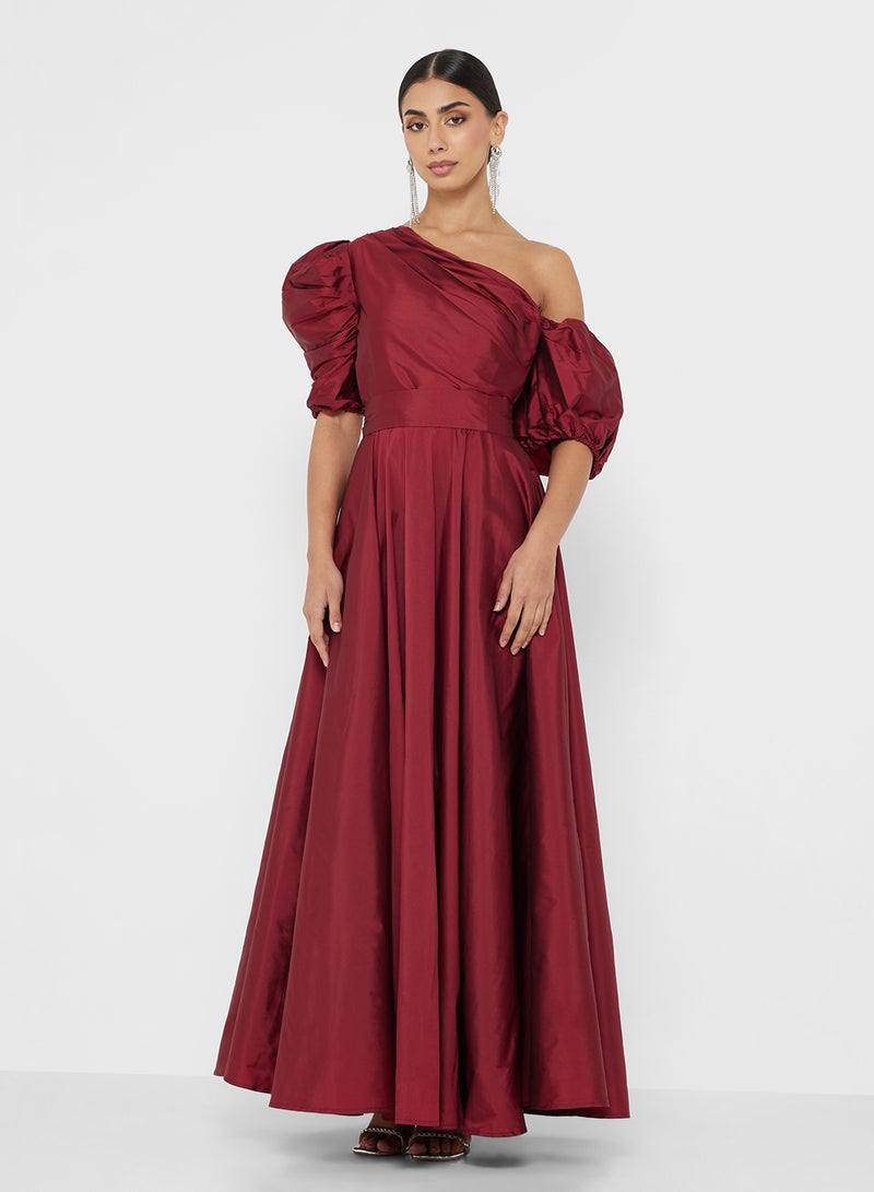 نمشي x فستان سهرة بأكمام منفوشة ورقبة غير متماثلة - Image 5