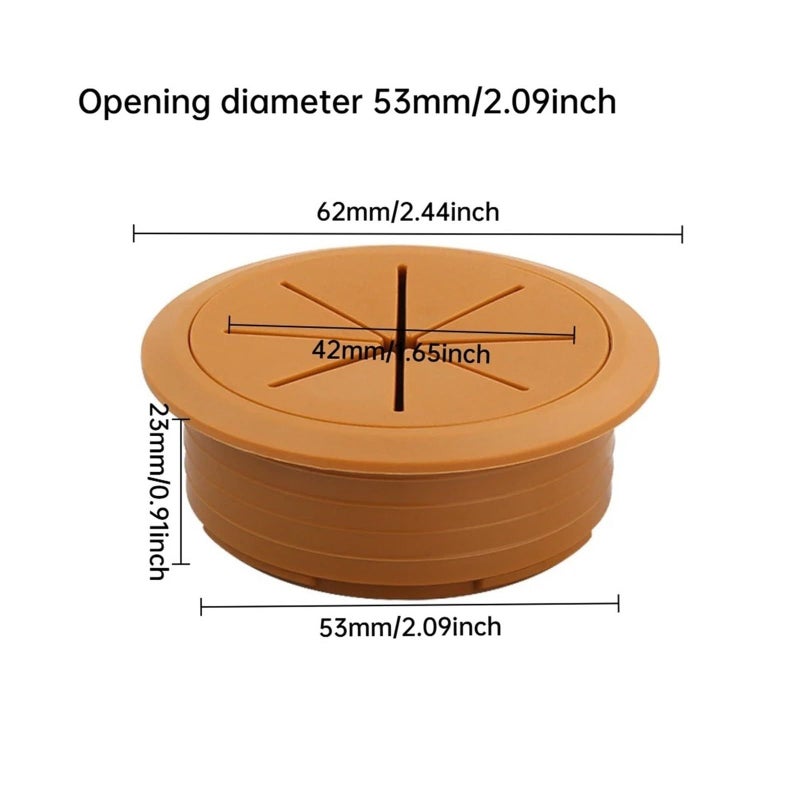 Brown 80mm Round ABS Desk Grommet Wire Hole Cover 15 Pcs PC Computer Cable Opening - Image 3
