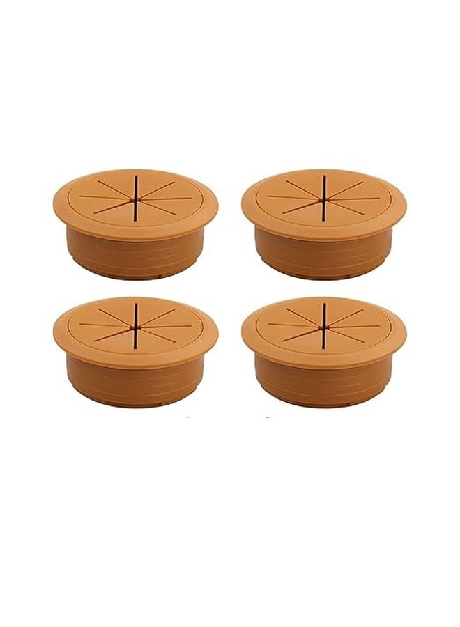 Brown 80mm Round ABS Desk Grommet Wire Hole Cover 15 Pcs PC Computer Cable Opening - Image 1