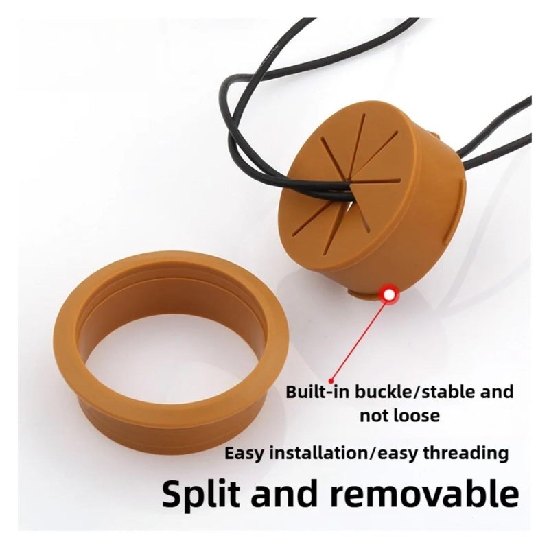 Brown 80mm Round ABS Desk Grommet Wire Hole Cover 15 Pcs PC Computer Cable Opening - Image 4