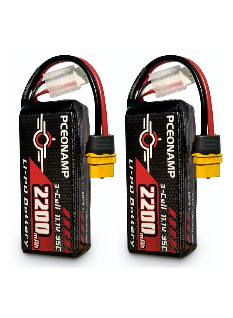 PCEONAMP 3S Lipo Battery 2200mAh 35C 11.1V with XT60 Plug Rechargeable High Capacity RC Airplane Battery Soft Case Fit for FPV Drone Airplane RC Quadcopter Helicopter - Image 1