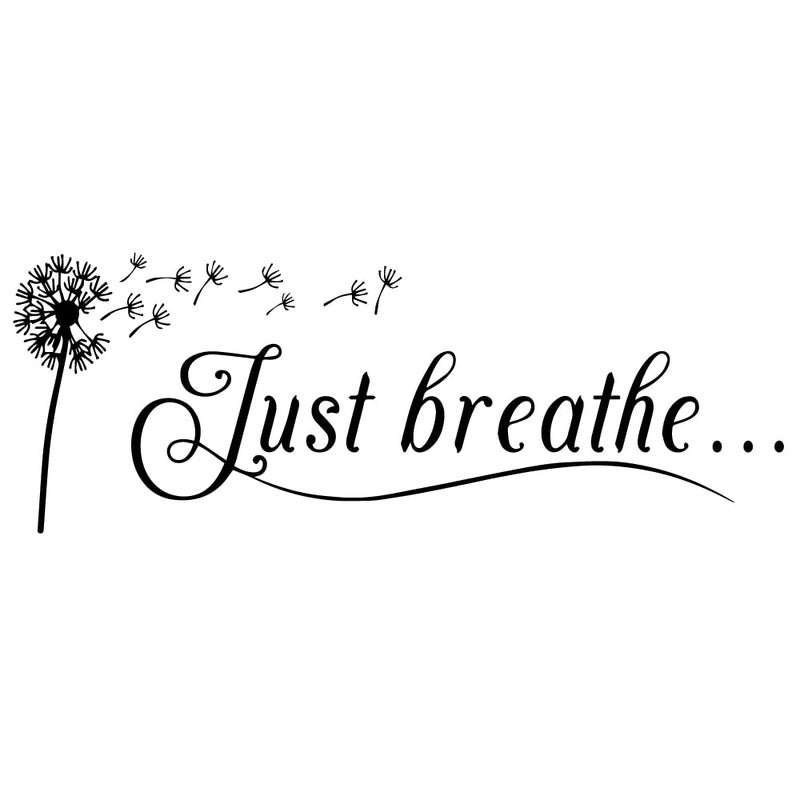 Just Breathe Vinyl Wall Decal Yoga Quotes Positive Relax Motto Art Letters Sayings Living Room Dcor Lettering
