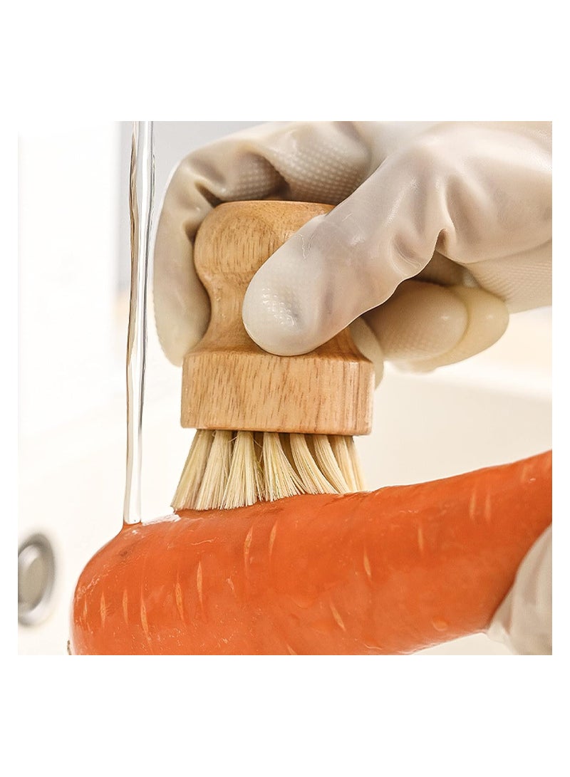 Suntown Bamboo Dish Scrub Brushes, Kitchen Wooden Cleaning Scrubbers for Washing Cast Iron Pan/Pot, Natural Sisal +Coconut Palbristles and Wood Handle, Set of 2 - Image 3