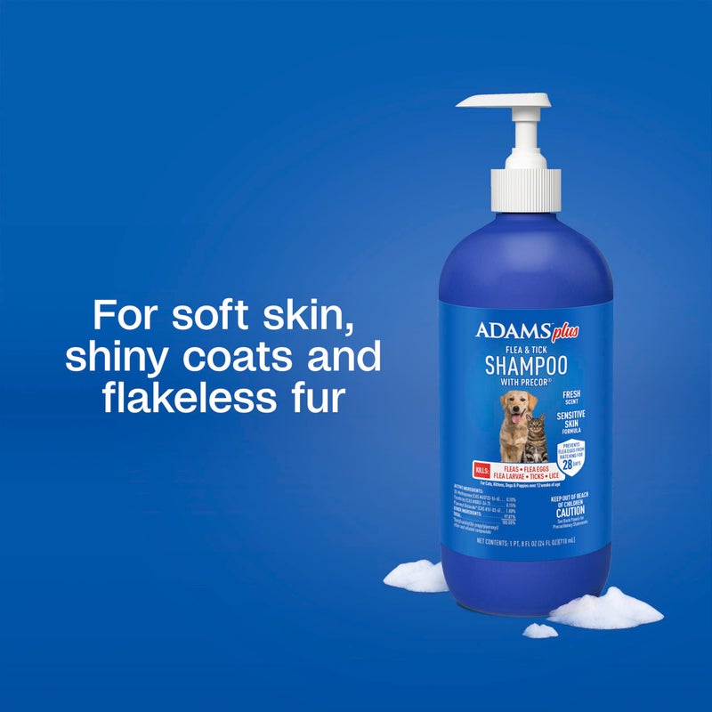 ADAMS Plus Flea & Tick Shampoo with Precor IGR for Cats, Kittens, Dogs & Puppies Over 12 Weeks of Age, Sensitive Skin Flea Treatment, Kills Adult Fleas, Flea Eggs, Ticks, and Lice, 24 Ounces - Image 5
