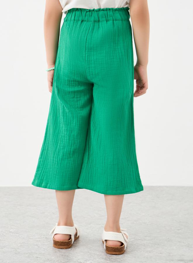 Styli Textured Wide Leg Pants with Drawstring - Image 4
