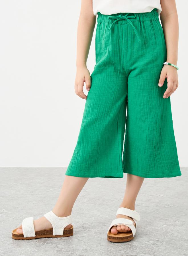 Styli Textured Wide Leg Pants with Drawstring - Image 2