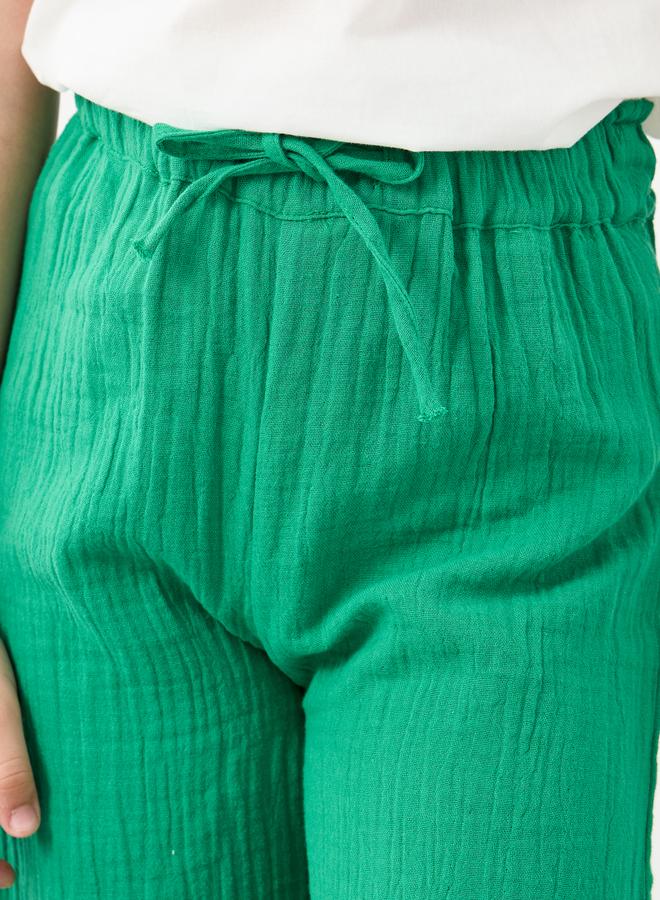 Styli Textured Wide Leg Pants with Drawstring - Image 3