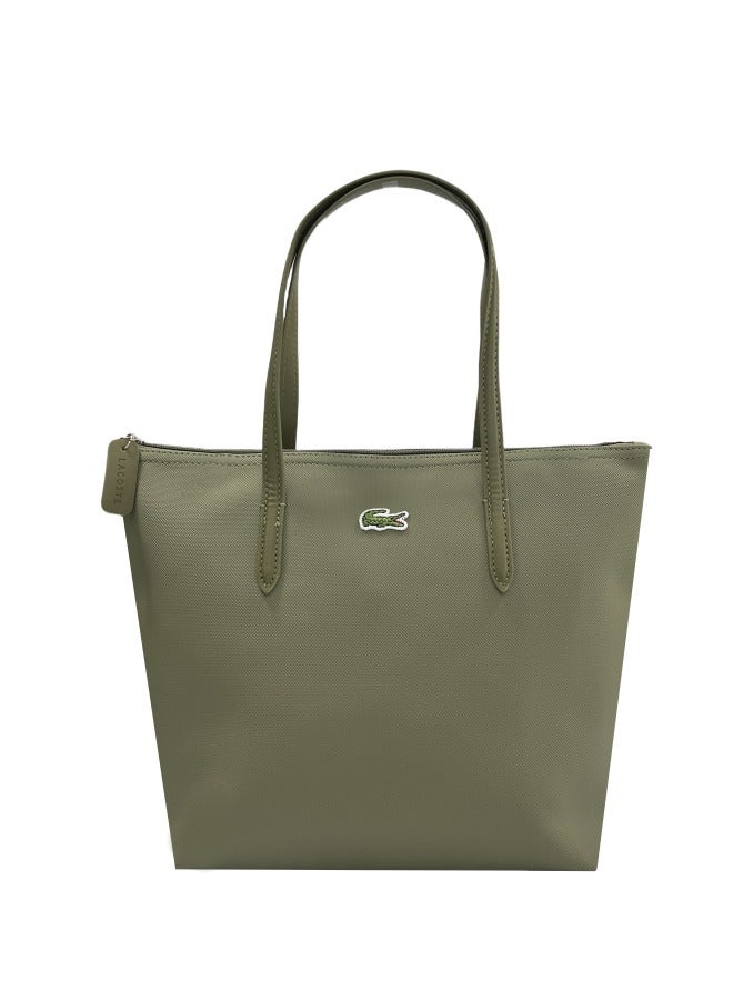LACOSTE Lacoste Women's L12.12 Concept Fashion Versatile Large Capacity Zipper Handbag Single Shoulder Bag Tote Bag Medium Green  - Image 1