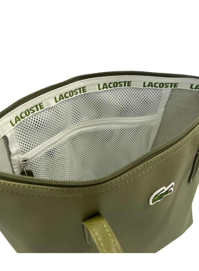 LACOSTE Lacoste Women's L12.12 Concept Fashion Versatile Large Capacity Zipper Handbag Single Shoulder Bag Tote Bag Medium Green  - Image 3