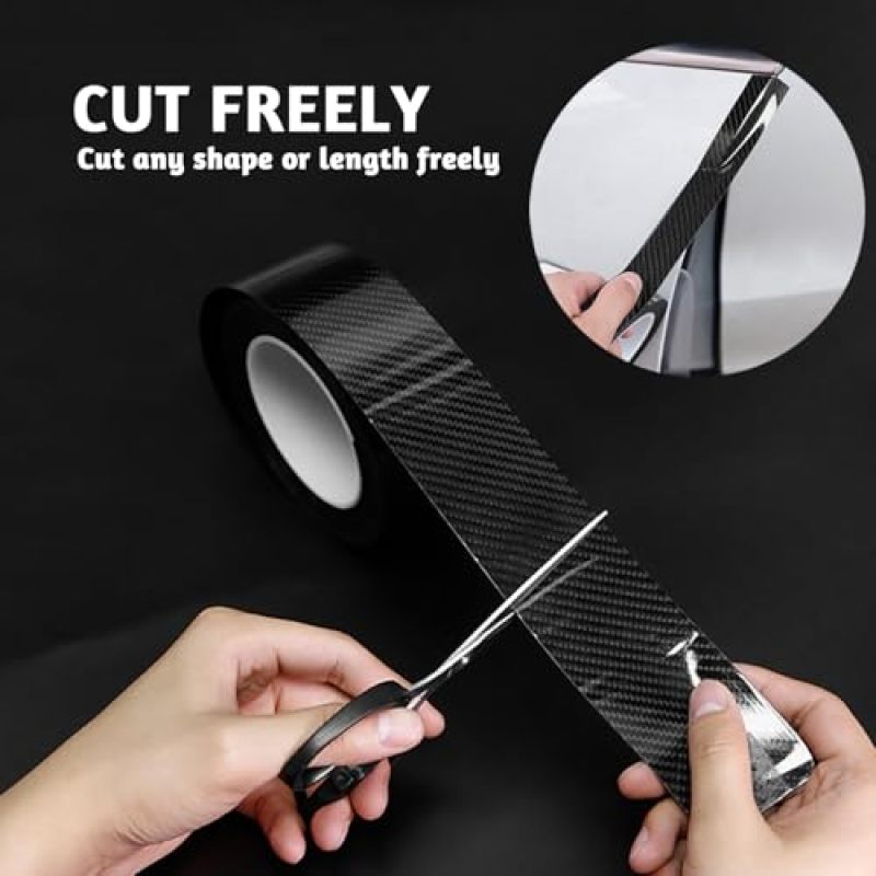 Door Sill Protector 86*1005cm Black 5D Carbon Fiber Scratch Resistant - Waterproof Heavy Duty Non Slip Sill Guard for SUV and Truck Car Interior Protection - Image 2
