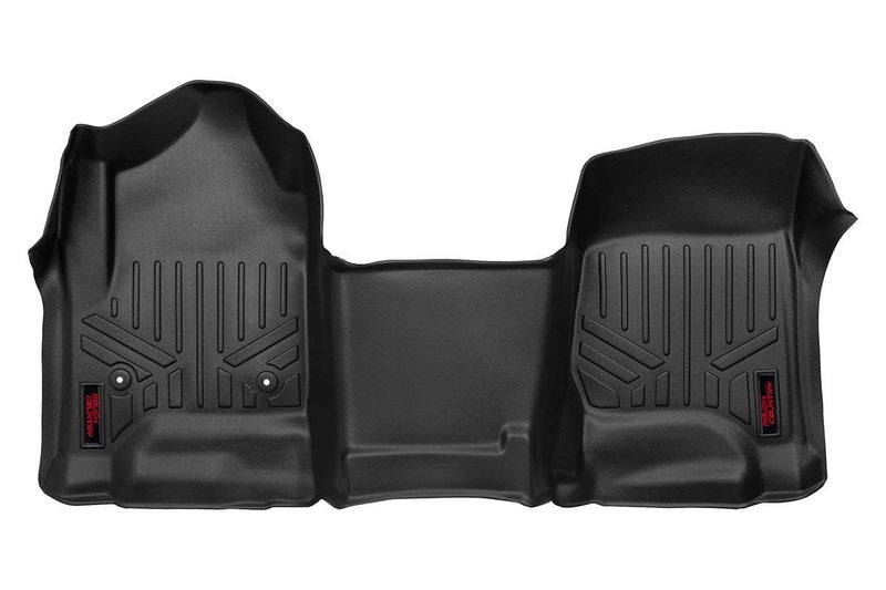 Rough Country All Weather Front Floor Mat for Chevy Silverado & GMC Sierra 1500/2500HD/3500HD (2014-2019) - Flexible Waterproof Front Mat for Half Length Floor Console - Image 1