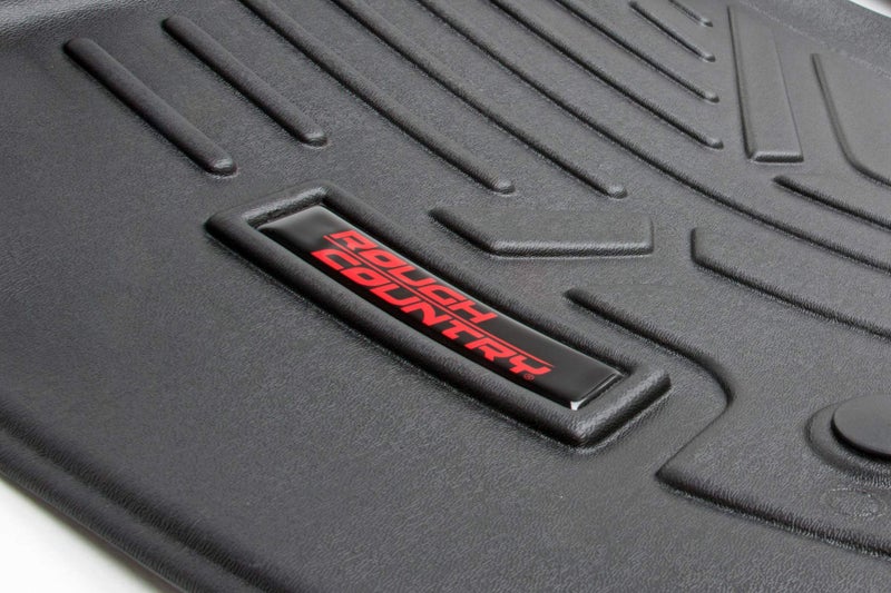 Rough Country All Weather Front Floor Mat for Chevy Silverado & GMC Sierra 1500/2500HD/3500HD (2014-2019) - Flexible Waterproof Front Mat for Half Length Floor Console - Image 2
