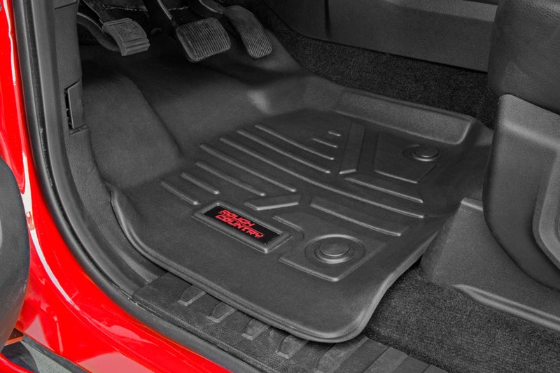 Rough Country All Weather Front Floor Mat for Chevy Silverado & GMC Sierra 1500/2500HD/3500HD (2014-2019) - Flexible Waterproof Front Mat for Half Length Floor Console - Image 4