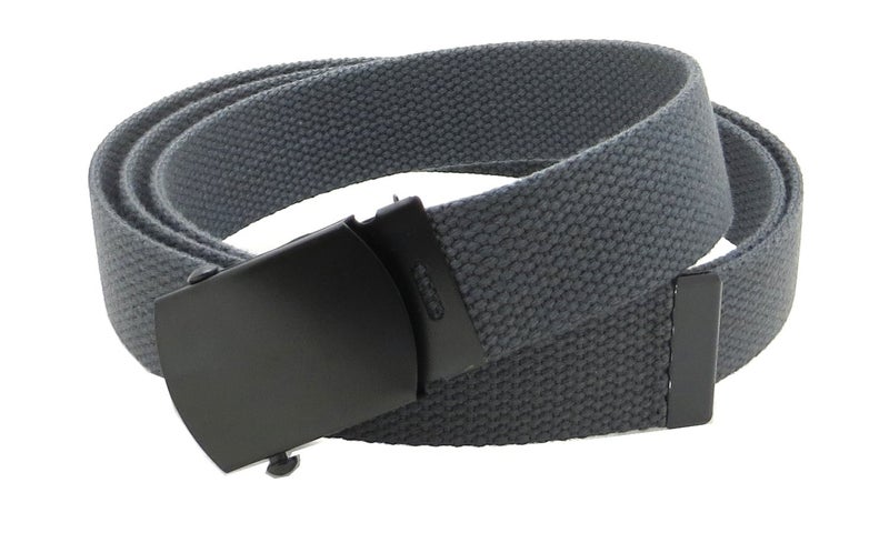 BC Belts Canvas Web Belt Military Style with Black Buckle and Tip 56" Long Many Colors (Charcoal) - Image 1
