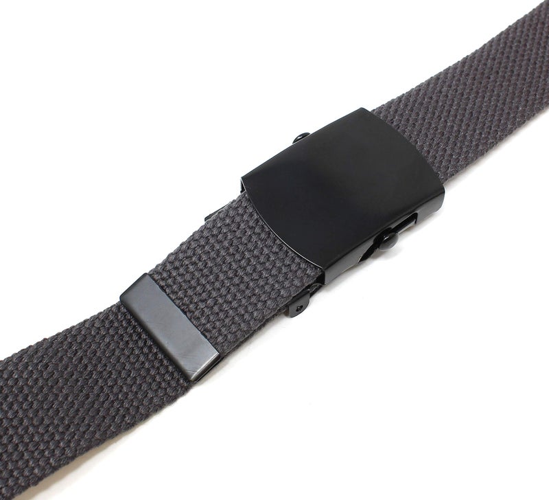 BC Belts Canvas Web Belt Military Style with Black Buckle and Tip 56" Long Many Colors (Charcoal) - Image 3