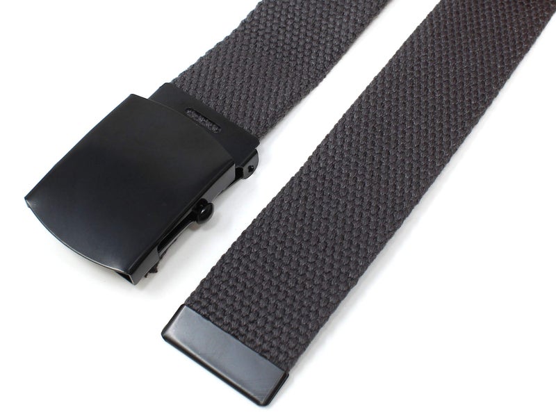 BC Belts Canvas Web Belt Military Style with Black Buckle and Tip 56" Long Many Colors (Charcoal) - Image 2