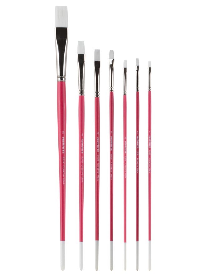 Creative Mark Pro White Soft Filament Acrylic Paint Brushes - Assorted Bright Set of 7 - Seamless Ferrule - Short Wood Handle Brushes for Acrylic Painting Acrylic Gouache, Oils & Casein - Image 3