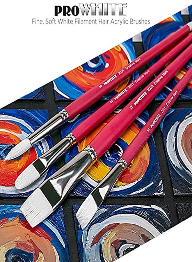 Creative Mark Pro White Soft Filament Acrylic Paint Brushes - Assorted Bright Set of 7 - Seamless Ferrule - Short Wood Handle Brushes for Acrylic Painting Acrylic Gouache, Oils & Casein - Image 4