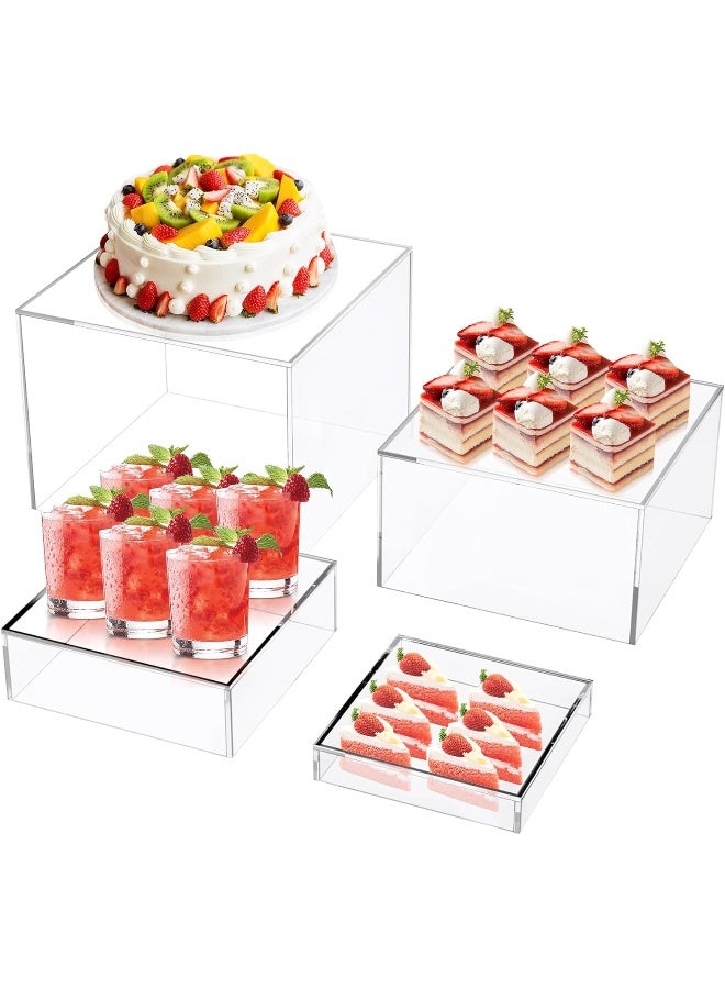 TPGP 4PCS Buffet Risers, Clear Acrylic Food Riser Cupcake Stand Risers Food Display Stands for Catering Supplies Buffet Display, Dessert Table Display Set for Suppliers, Cake Stand - Image 1