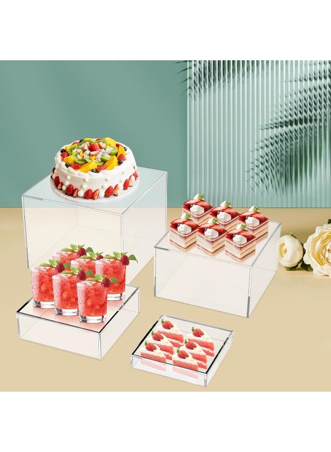 TPGP 4PCS Buffet Risers, Clear Acrylic Food Riser Cupcake Stand Risers Food Display Stands for Catering Supplies Buffet Display, Dessert Table Display Set for Suppliers, Cake Stand - Image 3