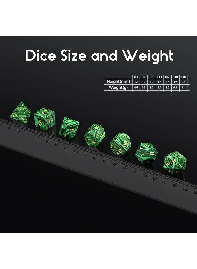 DNDND Malachite Gemstone Dnd Dice Set 7 Pcs D&D Dice With Grogeous Gift Case For Dungeons And Dragon Tabletop Game (Malachite) - Image 5