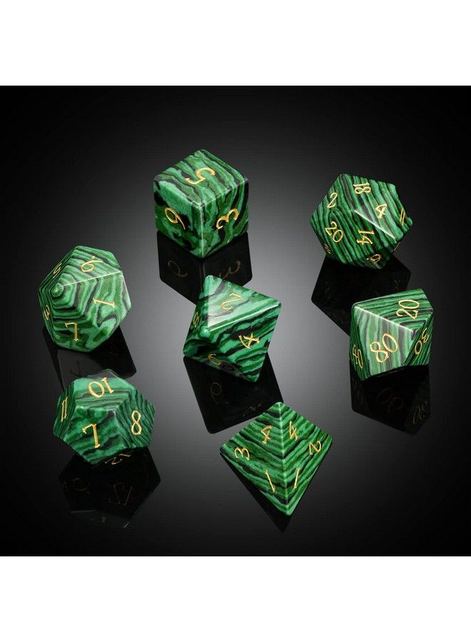 DNDND Malachite Gemstone Dnd Dice Set 7 Pcs D&D Dice With Grogeous Gift Case For Dungeons And Dragon Tabletop Game (Malachite) - Image 3