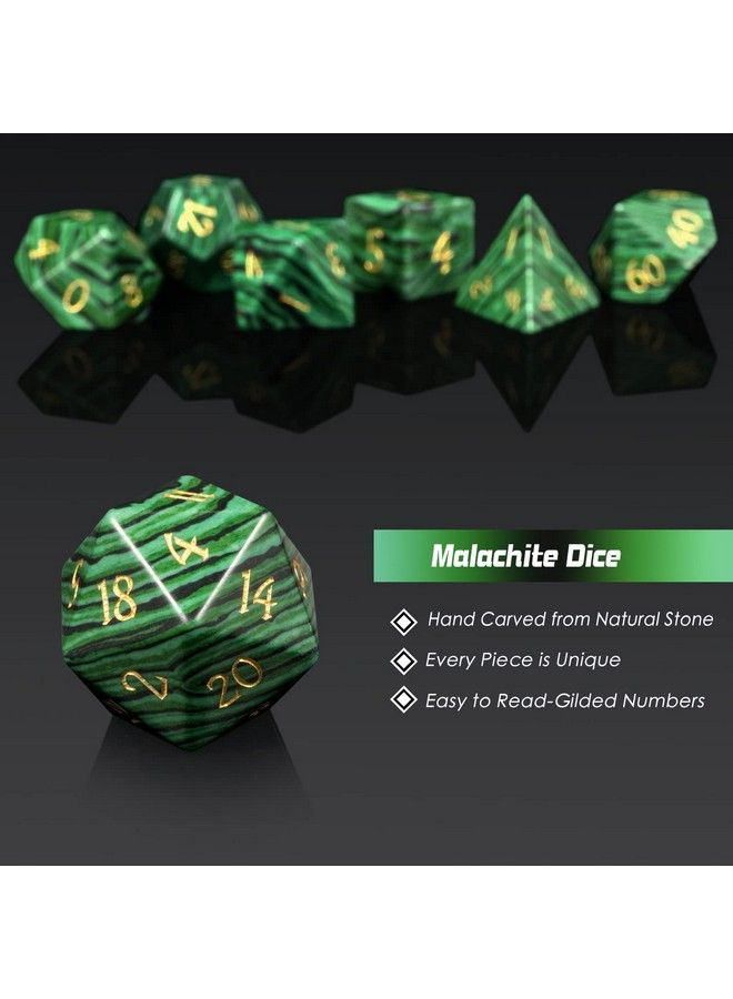 DNDND Malachite Gemstone Dnd Dice Set 7 Pcs D&D Dice With Grogeous Gift Case For Dungeons And Dragon Tabletop Game (Malachite) - Image 4