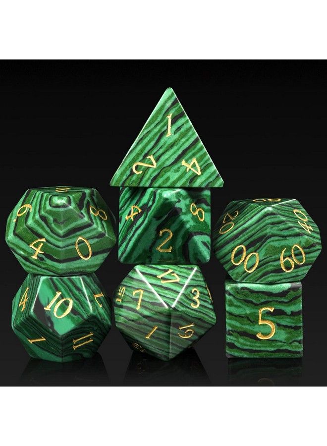DNDND Malachite Gemstone Dnd Dice Set 7 Pcs D&D Dice With Grogeous Gift Case For Dungeons And Dragon Tabletop Game (Malachite) - Image 1
