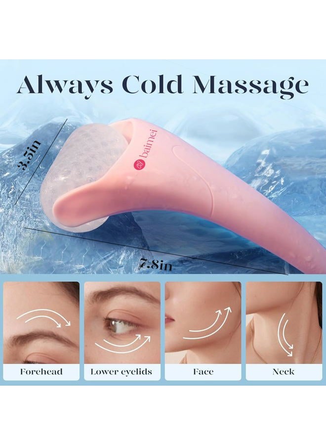BAIMEI عجلة الثلج IcyMe للوجه للنساء ومجموعة أدوات غوا شا للوجه، عجلة الثلج للوجه تقلل الانتفاخ، تخفف الصداع النصفي، أدوات العناية بالبشرة، هدية للعناية الذاتية للنساء - وردي - Image 3