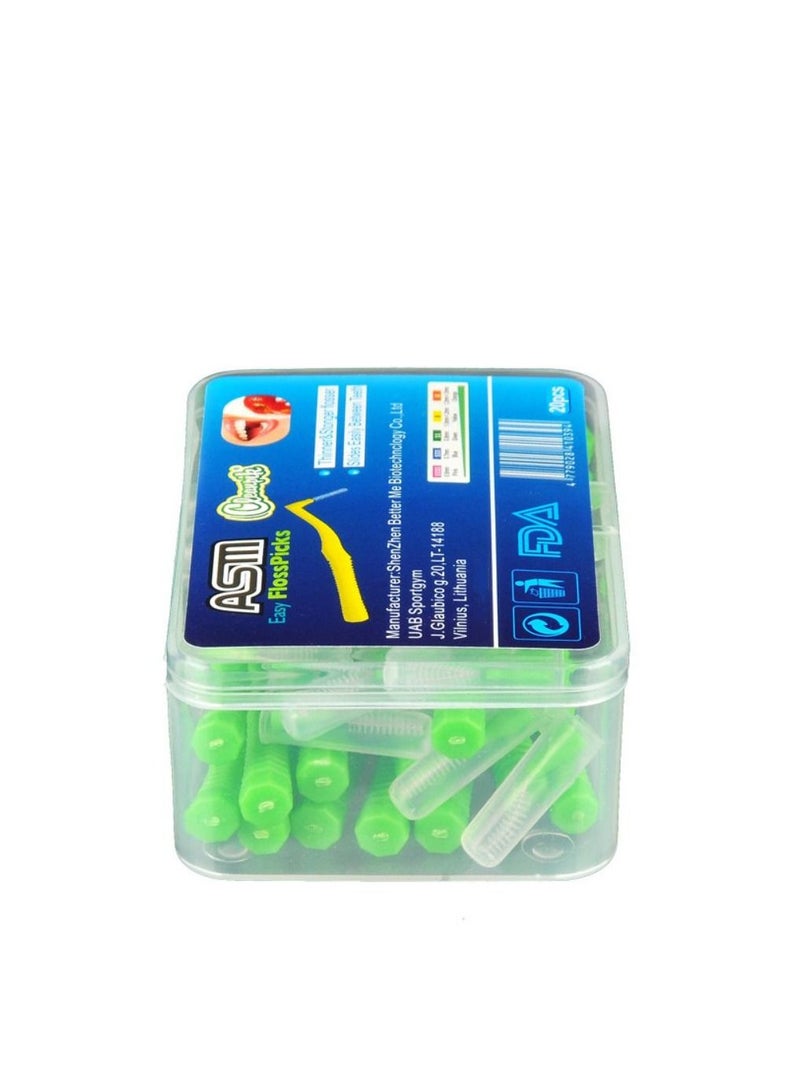 ASM 20Pcs/Box L Shape Push-Pull Interdental Brush 0.8MM Diameter Green - Image 1
