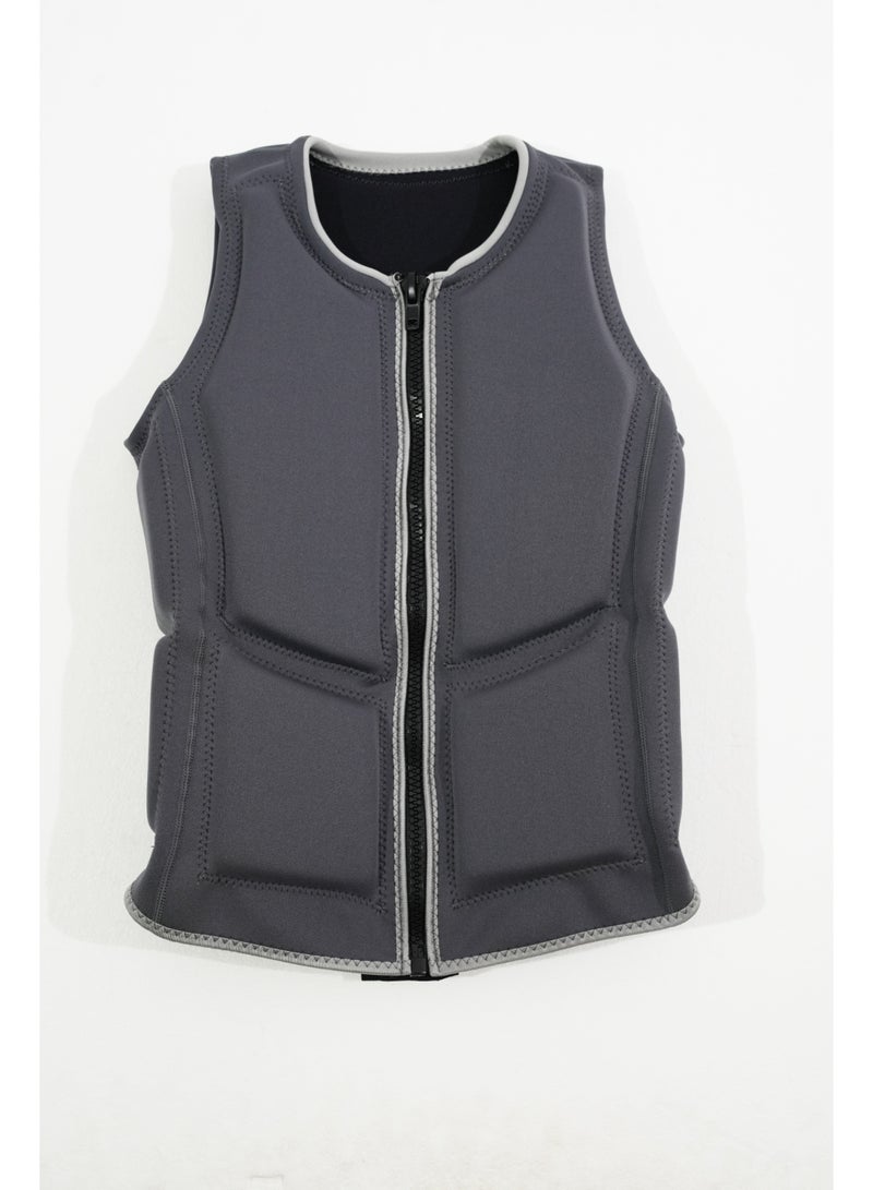 Adult Boating Swim Vest, Watersports Jacket with Zipper for Fishing Surfing Rafting Kayaking, Grey - Image 3