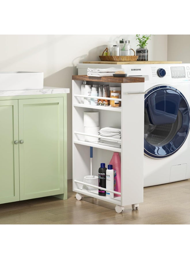 Tribesigns Slim storage cart with 360° wheels and lock – 4 shelves, pull-out with side handle, practical design for kitchen, bathroom and laundry room - Image 5