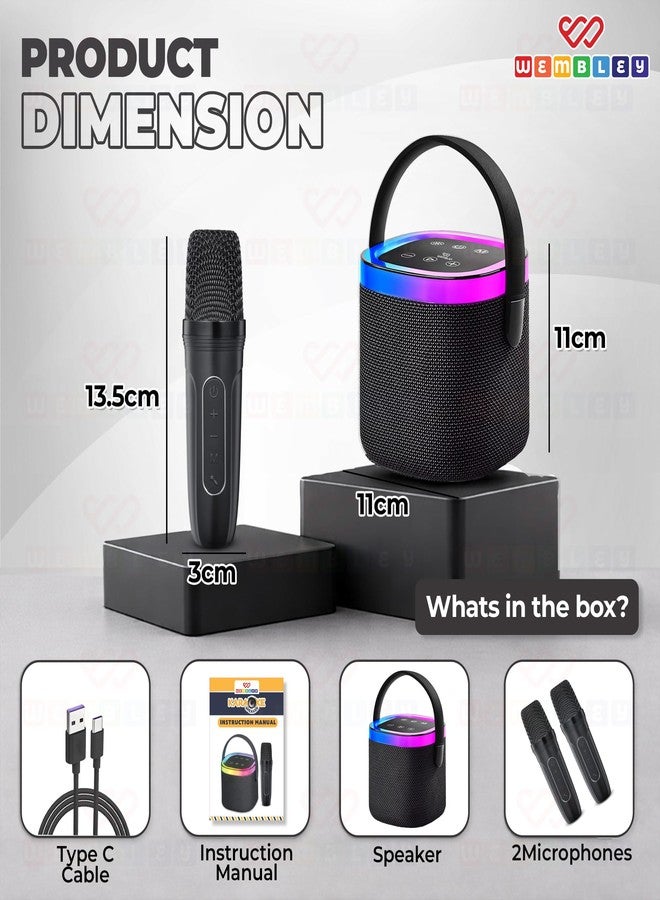Wembley Karaoke Speaker with 2 Mic Wireless | 5 Voice Modes Mic with Portable Bluetooth Speaker | Splashproof Long Playtime 360° Surround Sound with RGB Lights | Ideal Gift Karaoke System for Home - Image 2